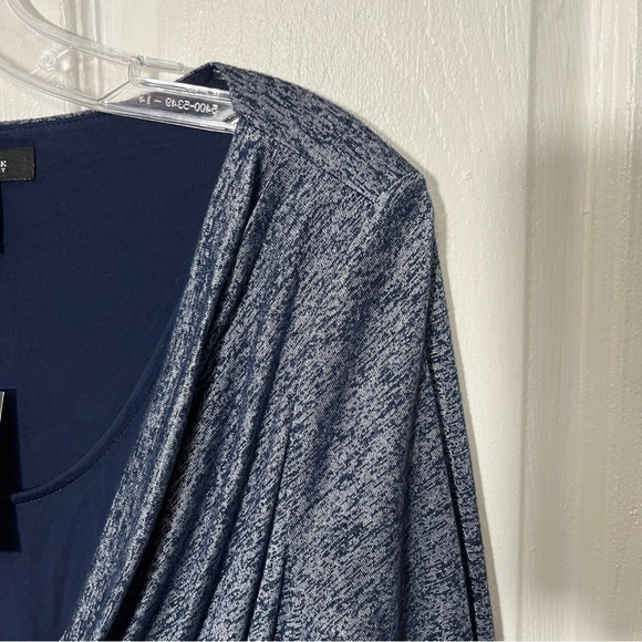 NWT WHITE HOUSE BLACK MARKET Heather Blue Navy Long Sleeve Cowl Neck Top | small - Picture 7 of 8